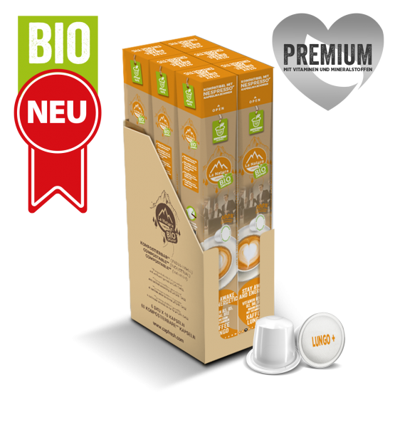 Lungo BIO Premium Stay Awake and Energetic Kaffee 60 Kapseln La Natura Lifestyle BAG