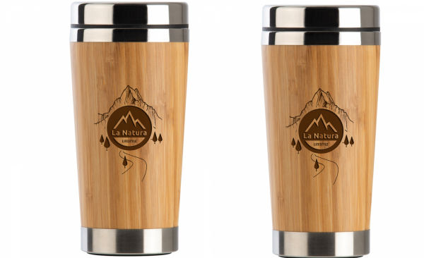 La Natura Lifestyle Kaffeebecher to go doppelwandig aus Bambus und Edelstahl 450ml (2Stück)