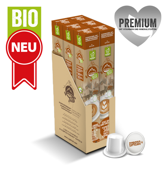 Espresso BIO Premium Stay Awake and Energetic Kaffee 60 Kapseln La Natura Lifestyle