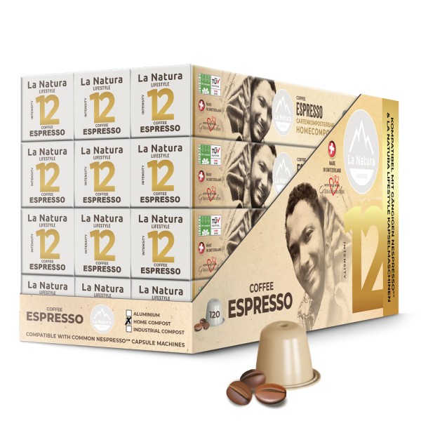 Espresso - 120 Kaffeekapseln Homecompost