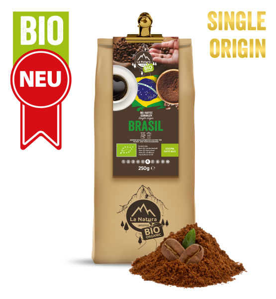 Brasil Bio plantážní káva Single Origin mletá 250g La Natura Lifestyle