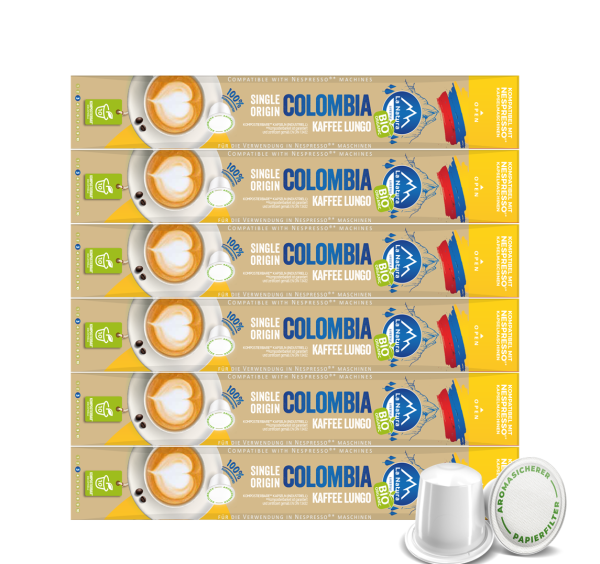 COLOMBIA Single Origin BIO Kaffee BOX 60 Kaffeekapseln